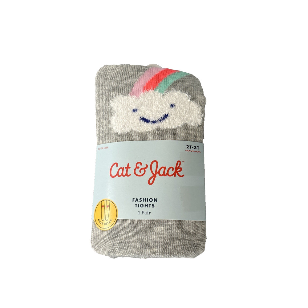 Cat & Jack Rainbow Gray Fashion Tights, 1 pair, Size 2T-3T